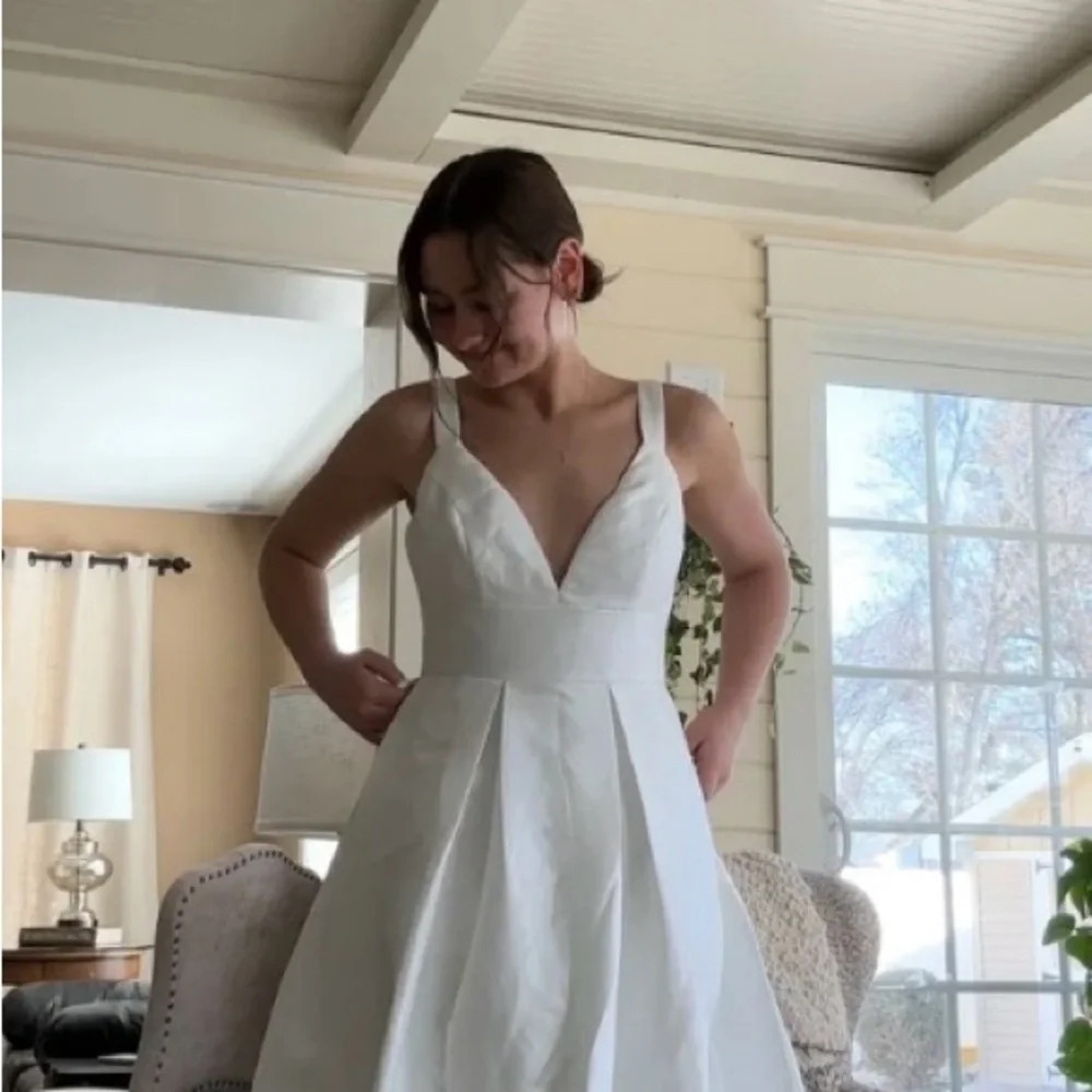 Lulus Ready For Romance Ivory Pockets White Satin Wedding Ballgown Size L # 0312 - Picture 7 of 9